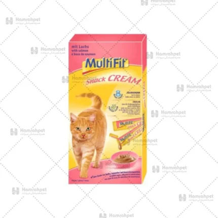 بستنی گربه مولتی فیت طعم ماهی سالمون MultiFit Cream Snack