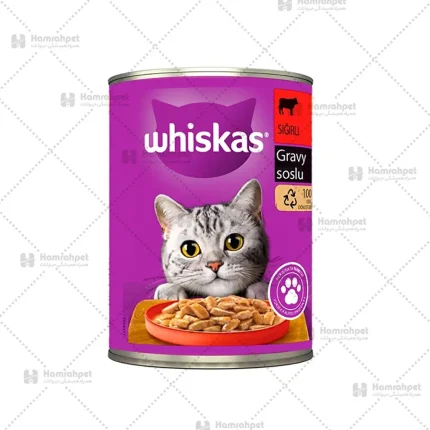 کنسرو گربه بالغ ویسکاس با طعم گوشت در سس Whiskas Sigirli Gravy Soslu