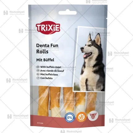 تشویقی سگ Trixie Denta Fun Rolls طعم بوفالو