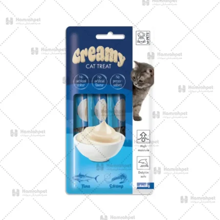 بستنی گربه ام پت با طعم ماهی تن و میگو بسته بندی 4 عددی