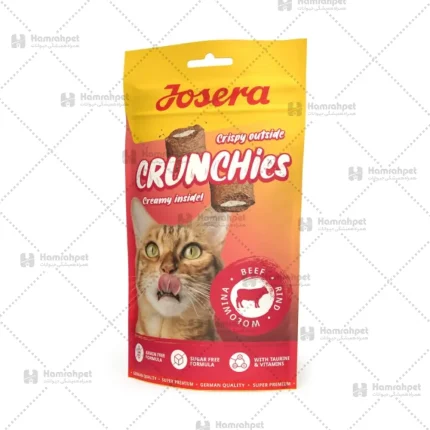 تشویقی گربه کرانچی مغزدار جوسرا طعم گوشت گاو Josera Cat Crunchies Beef وزن 60 گرم