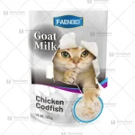 پوچ گربه فنبی طعم گوشت مرغ و ماهی کاد در شیر بز FAENBEI