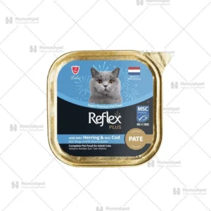 ووم گربه بالغ برند رفلکس پلاس طعم شاه ماهی و کاد
