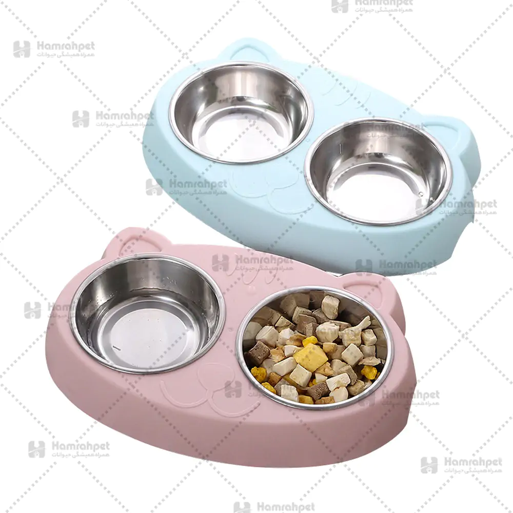 ظرف دوقلو گربه ظرف آب و غذا دوقلو گربه