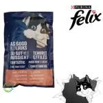 پوچ گربه فلیکس طعم ماهی سالمون 85 گرم