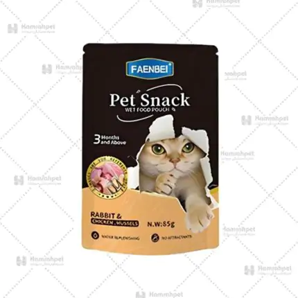 پوچ گربه فنبی طعم مرغ و خرگوش و صدف 85 گرم